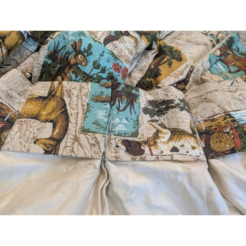 True Vintage MCM Curtains Animal print‎ Hunting Lodge Cabin theme pinch pleat